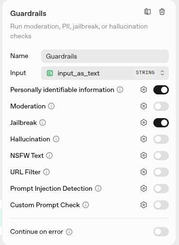 Выбранные Guardrails до RAG