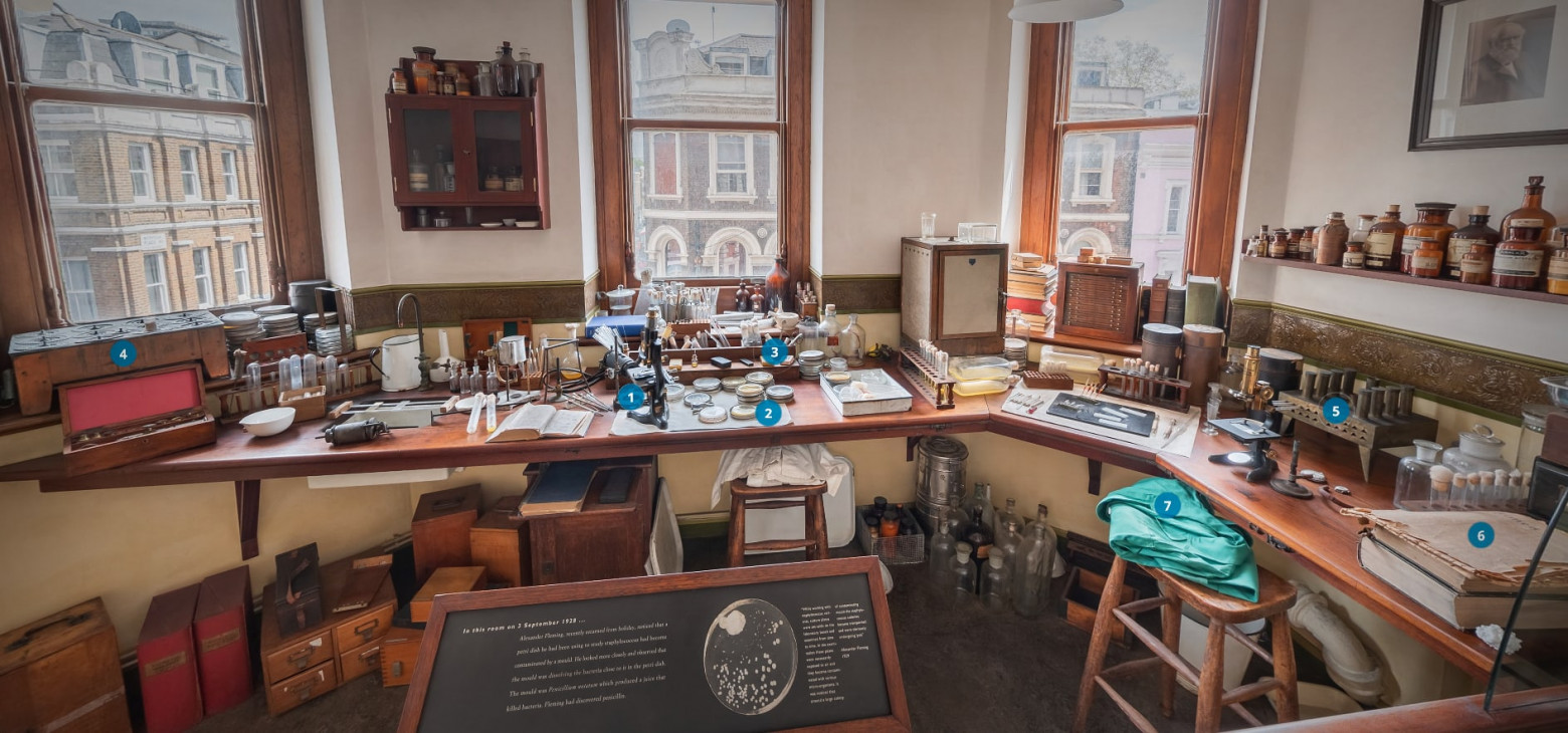  Лаборатория Флеминга сегодня, сохранившаяся в Музее-лаборатории Александра Флеминга