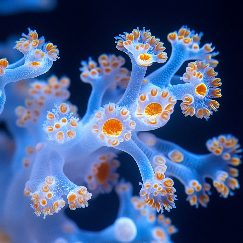 Рис. 3. Кораллоподобный организм, который мог бы существовать в "гигантском серном мире". Изображение создано Midjourney