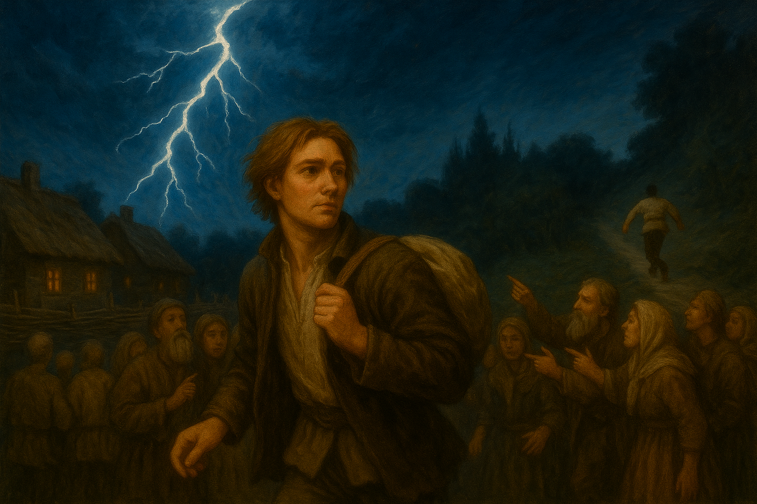 Парень без сумки, а герой вроде сам бежать куда-то задумал