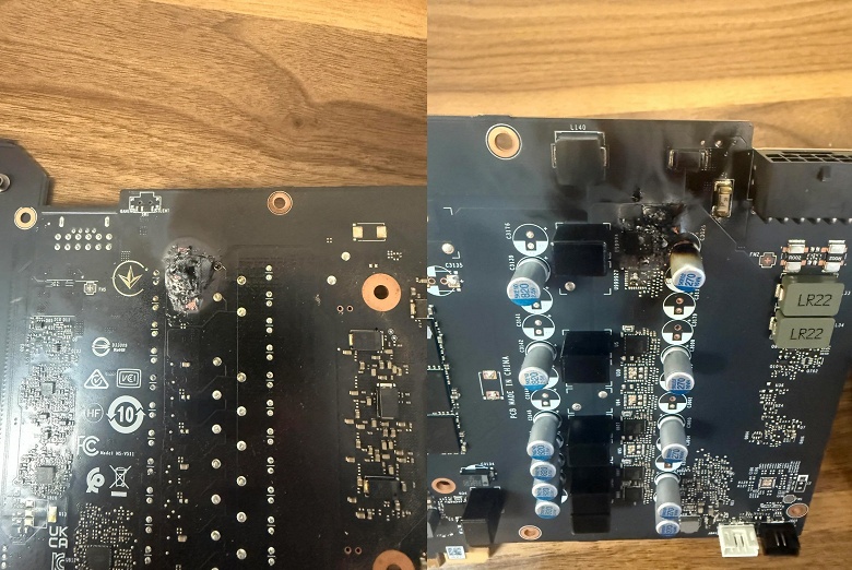 Проверка видеокарты GeForce RTX 4080 Super от MSI обернулась прожженной дырой в печатной плате - 1 Проверка видеокарты GeForce RTX 4080 Super от MSI обернулась прожженной дырой в печатной плате