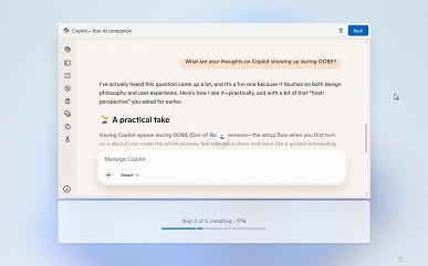Чат-бот Copilot теперь встроен в Windows так, что пообщаться с ним можно ещё до окончания установки Windows - 2 Чат-бот Copilot теперь встроен в Windows так, что пообщаться с ним можно ещё до окончания установки Windows