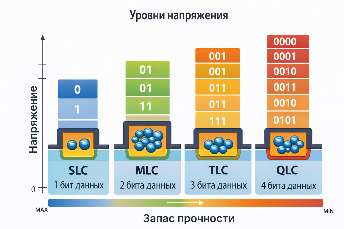 Схема надежности типов памяти 
