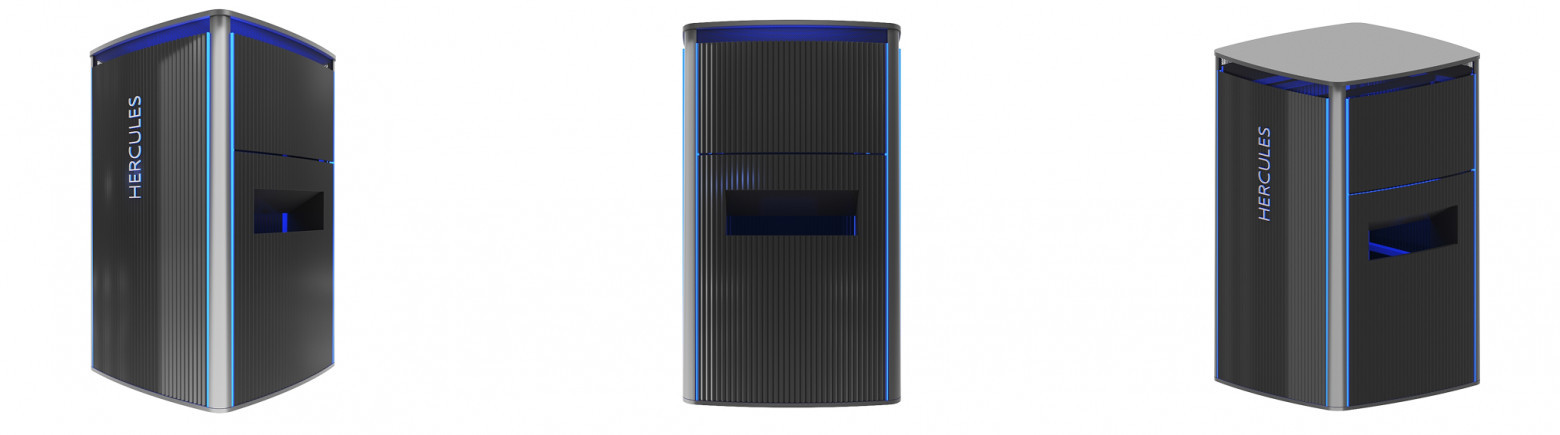 Материал — экструдированный алюминиевый профиль и кастомно изогнутый металлический лист.  