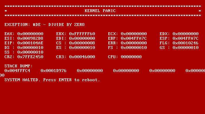 RSoD после деления на ноль