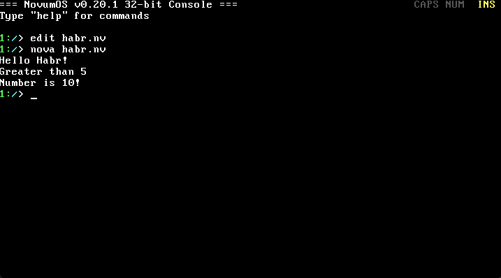 Выполнение скрипта на Nova