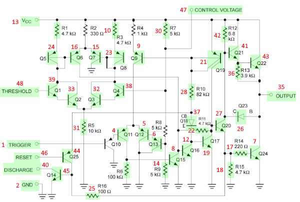 Ковёр навахо в виде интегральной схемы: таймер 555 - 7