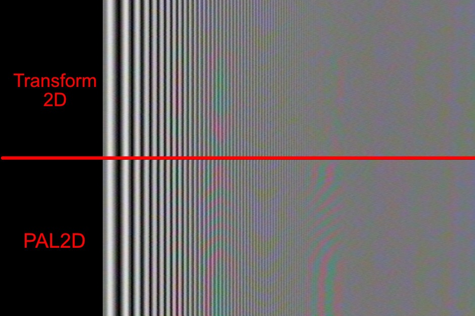 Работа 2D и Transform 2D декодеров на материале, записанного с композитного источника