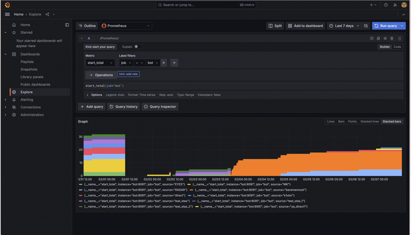 Grafana Explore — Prometheus