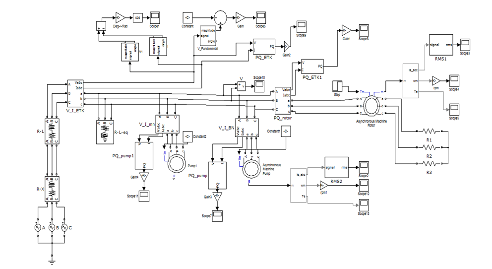 Модель электротехнического комплекса буровой установки для исследований