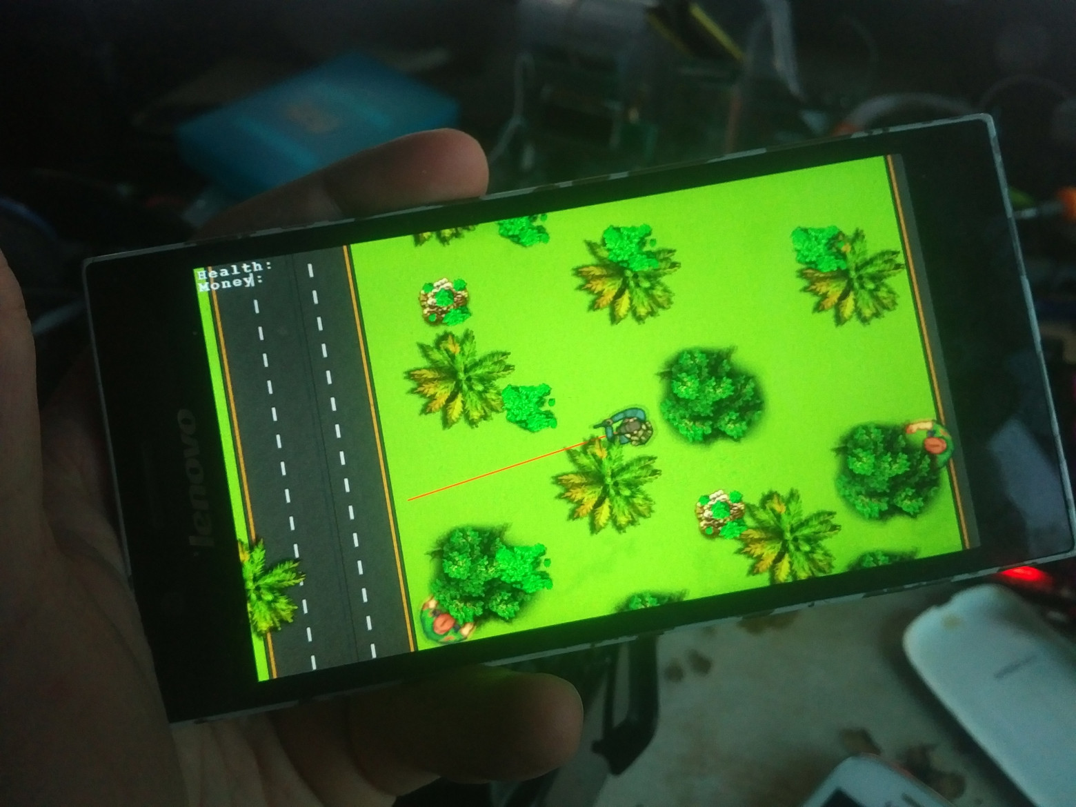 Один из моих Just for fun-проектов — игра про оборону от зомби в стиле Crimsonland. Выглядит одинаково как на смартфонах с 720p дисплеями, так и 240p.