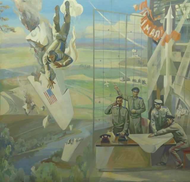 Сошествие Пауэрса с небес. Роспись потолка вокзала Екатеринбург-пассажирский