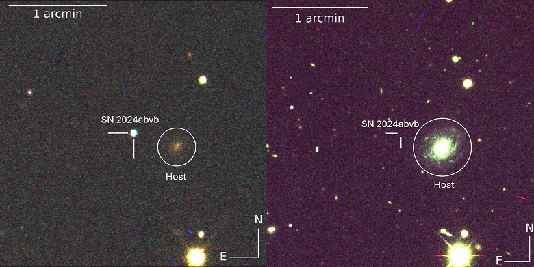 Сверхновая SN 2024abvb: редкий взрыв на окраине галактики