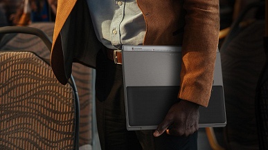 Таких ноутбуков мы ещё не видели. У Compal AI Book есть второй съёмный экран E Ink на месте тачпада, который можно смонтировать на крышку