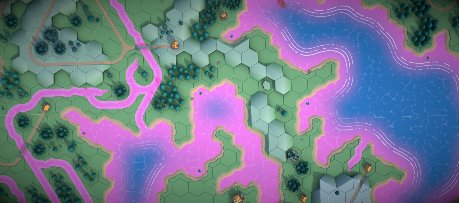 Close-up of ocean debug view