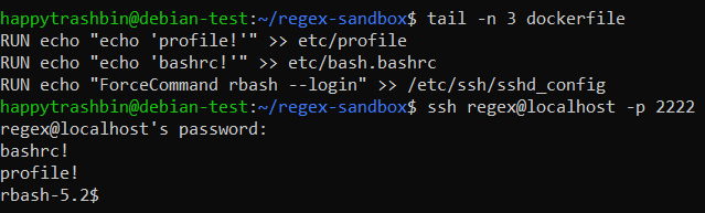 rbash с флагом логина