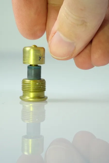 Cute, isn't it? This is the ~1-milligram plutonium source from a Soviet KI-1 smoke detector.