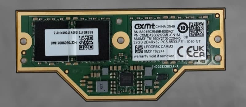 Модуль LPDDR5X LPCAMM2 на 32 ГБ от Changxin Memory впервые показали вживую - 1