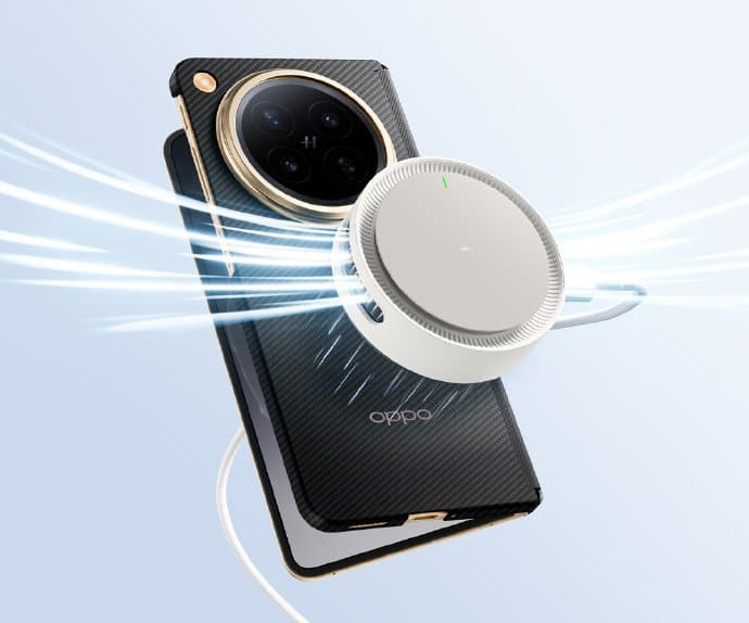 Магнитная «турбина» для смартфона, которая может и заряжать, и охлаждать: OPPO представила магнитную беспроводную зарядку Small Turbine 2 мощностью 50 Вт - 1