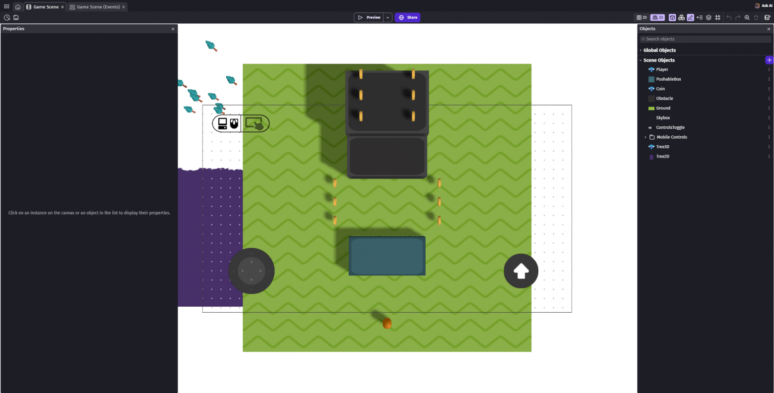 Интерфейс GDevelop