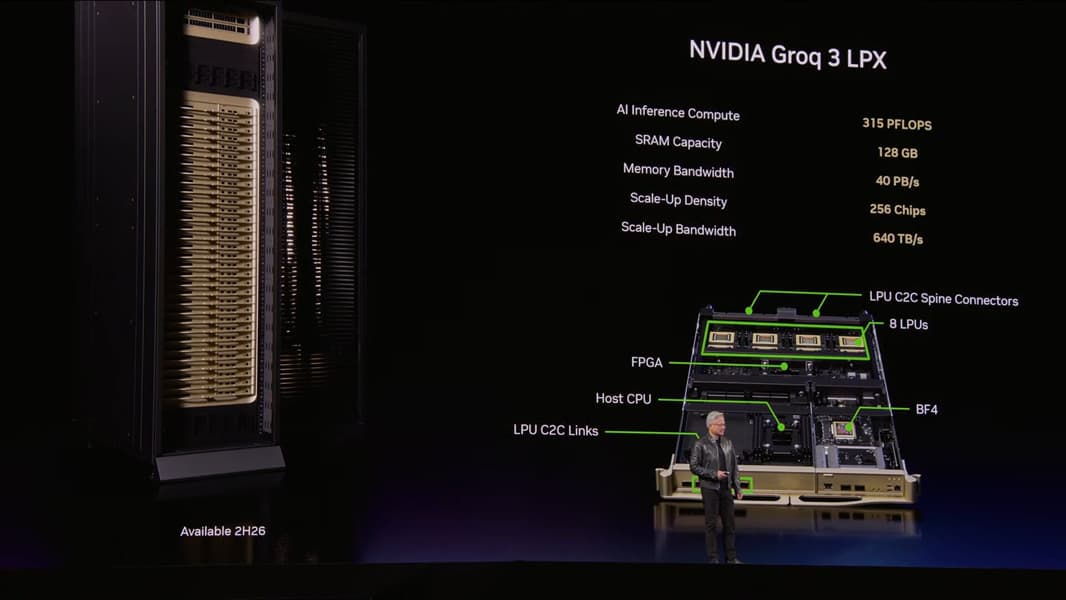 Nvidia представила процессор Groq 3 LPU, который обладает 500 МБ памяти SRAM с пропускной способностью 150 ТБ с - 2