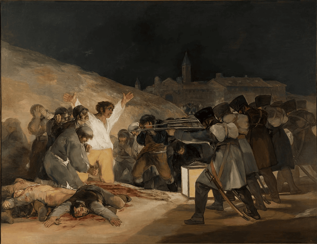 «Расстрел французами мадридских повстанцев 3 мая 1808 г.» Картина кисти Франсиско Гойи