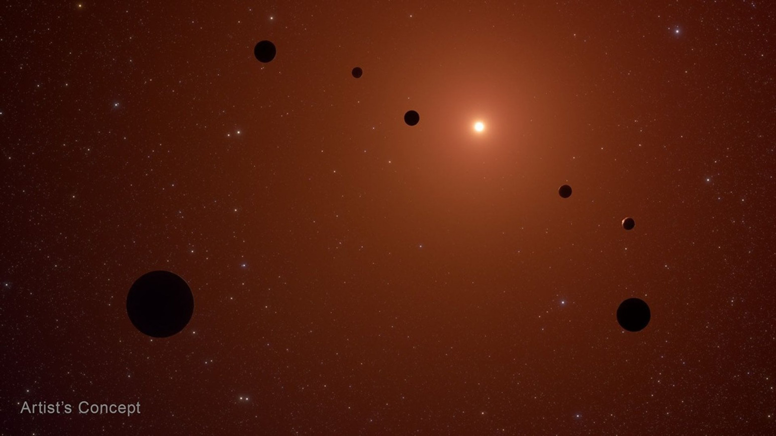 Художественное изображение системы TRAPPIST-1