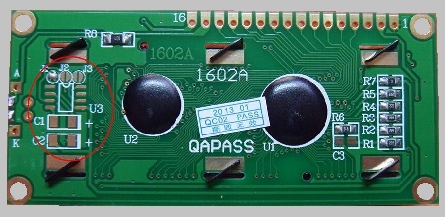 Доработка алфавитно-цифрового ЖК-модуля 1602A (ЖКИ LCD1602) для работы от 3.3V - 3