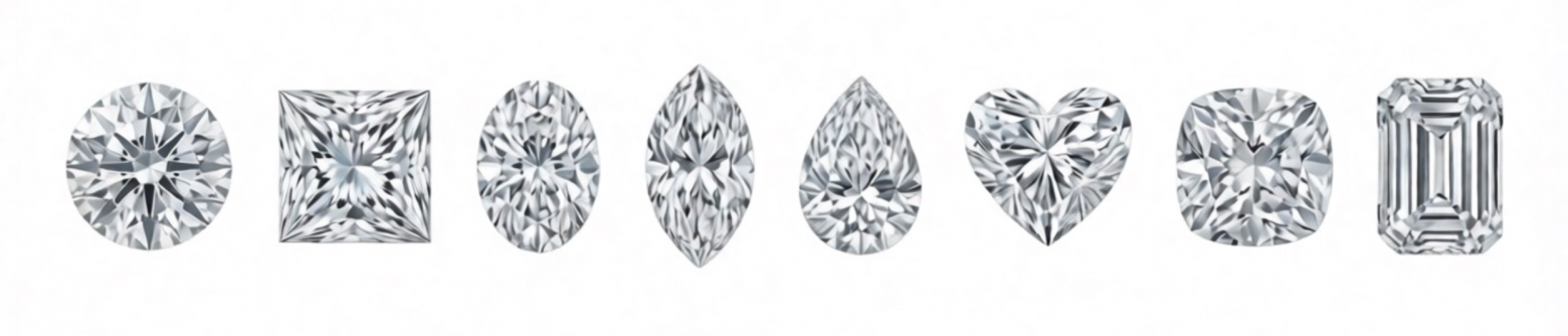 Если расположить огранки по степени убывания блеска, порядок будет таким: круглая (Кр-57), «принцесса», «овал», «маркиз», «груша», «сердце», «кушон» и изумрудная.