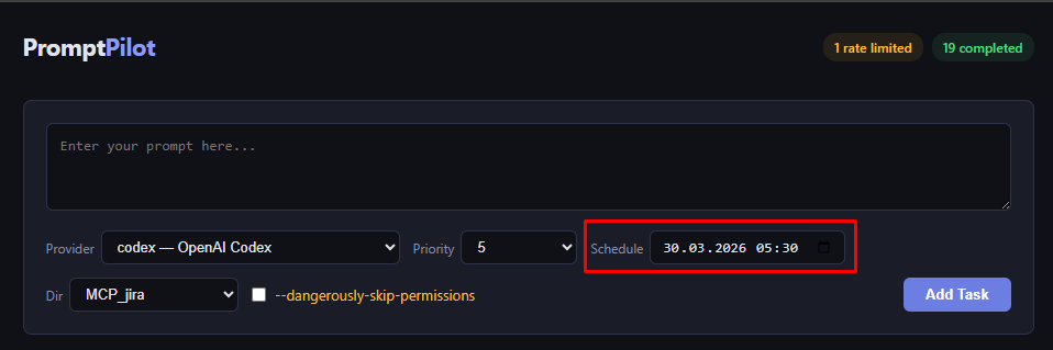 PromptPilot: шедулер задач для Claude Code, Codex и других AI CLI - 2 PromptPilot: шедулер задач для Claude Code, Codex и других AI CLI - 2