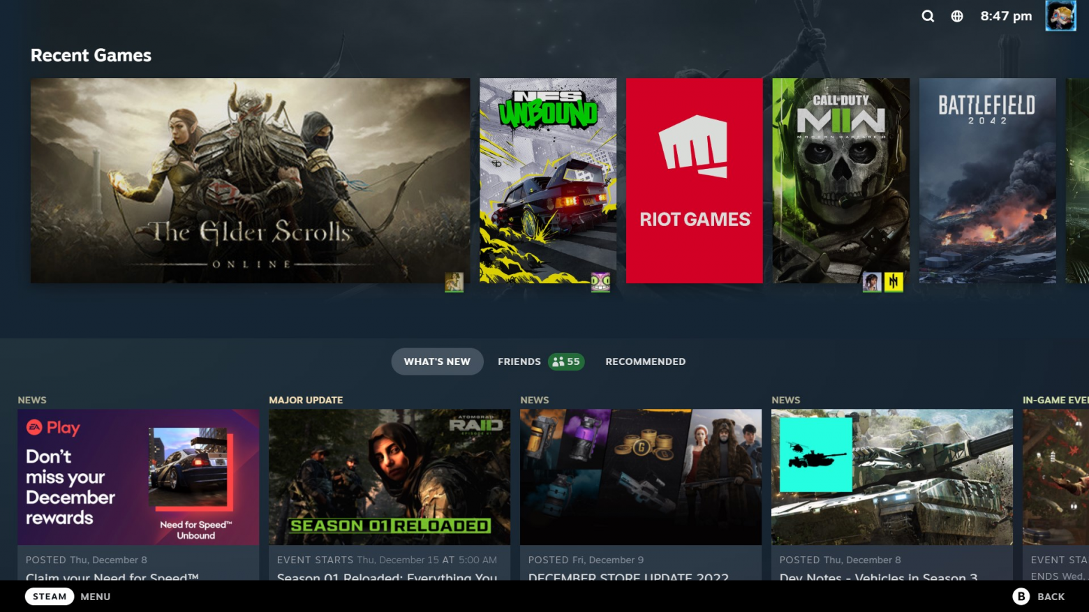 Steam Big Picture UI