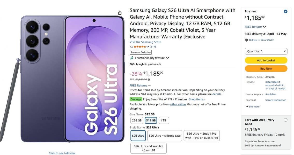 Не берут? Samsung Galaxy S26 Ultra подешевел в Германии на 465 евро — это почти треть стоимости смартфона - 1