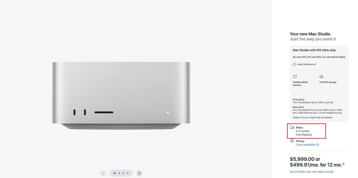 Apple предлагает ждать свой Mac до пяти месяцев. Сроки доставки многих конфигураций Mac mini и Studio кратно выросли - 1 Apple предлагает ждать свой Mac до пяти месяцев. Сроки доставки многих конфигураций Mac mini и Studio кратно выросли - 1