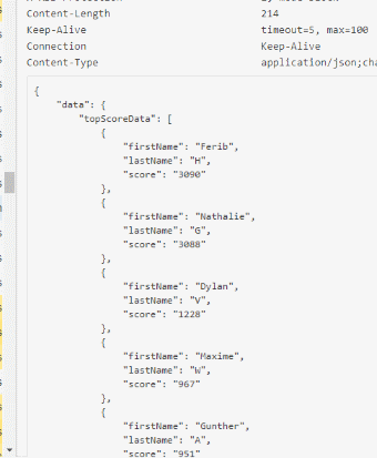 Leaderboard highscore api call return
