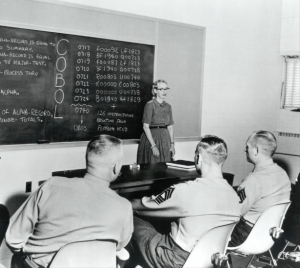 Грейс Хоппер объясняет COBOL военным и госслужащим. Источник: https://blog.adafruit.com/