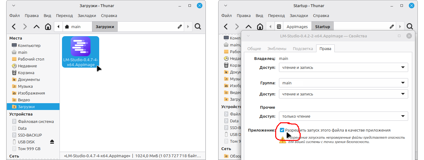 Запуск приложения из AppImage.