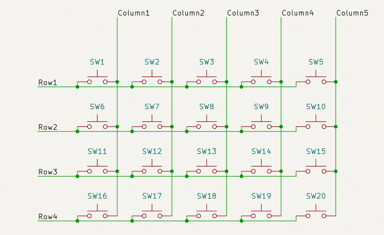 Схема матричной клавиатуры