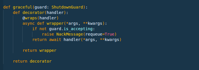 Пример обертки. Если is_accepting=False - отправляем задачи обратно в очередь.