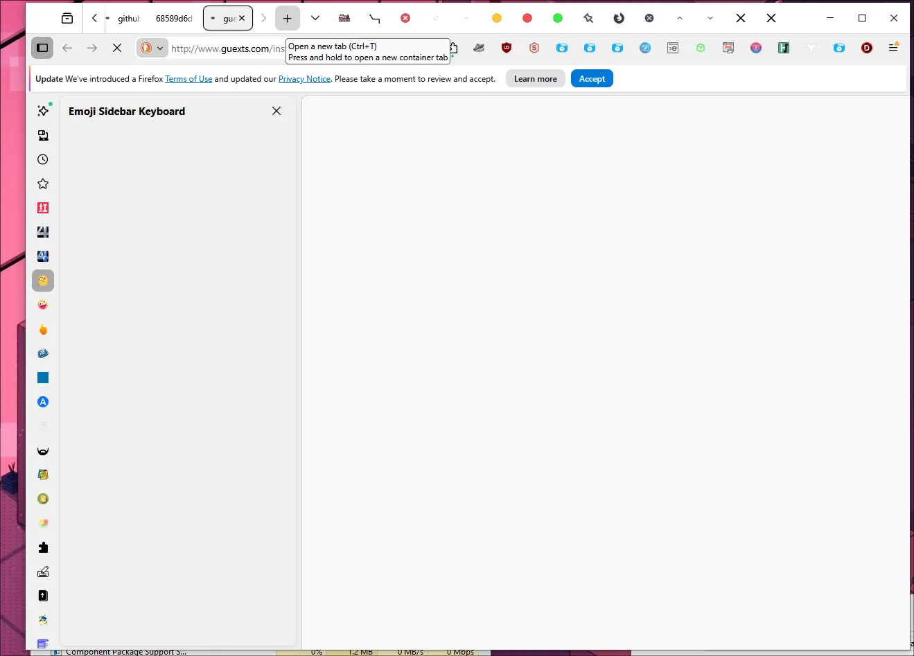 Я установил все расширения Firefox - 17