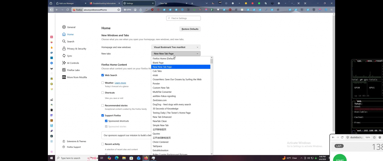 Я установил все расширения Firefox - 26