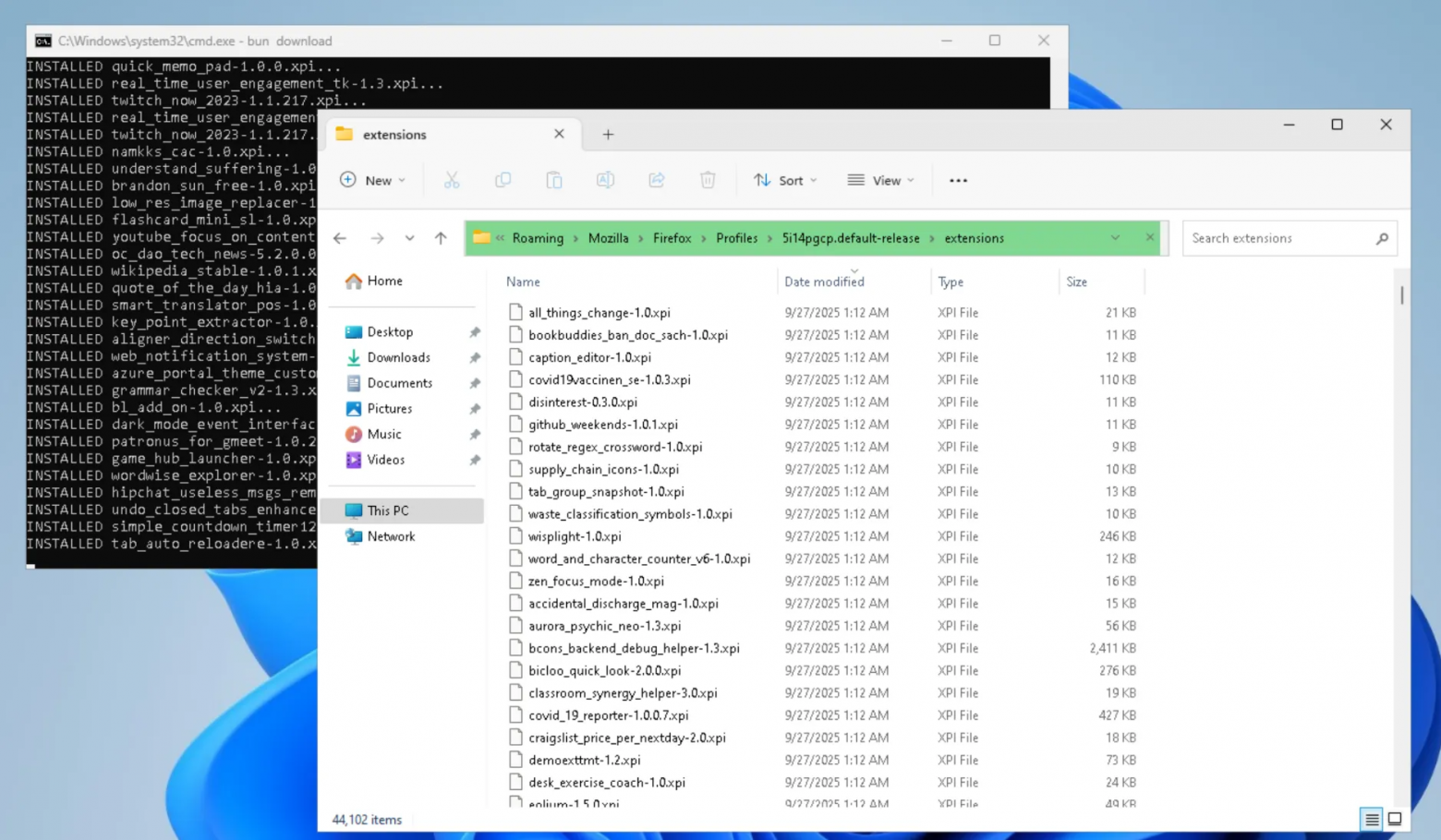 Я установил все расширения Firefox - 9