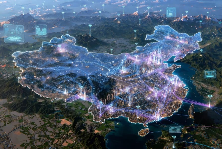 100% административных деревень имеют широкополосный доступ в интернет, более 95% покрыты сетями 5G. В Китае установлено 5 млн базовых станций 5G - 1