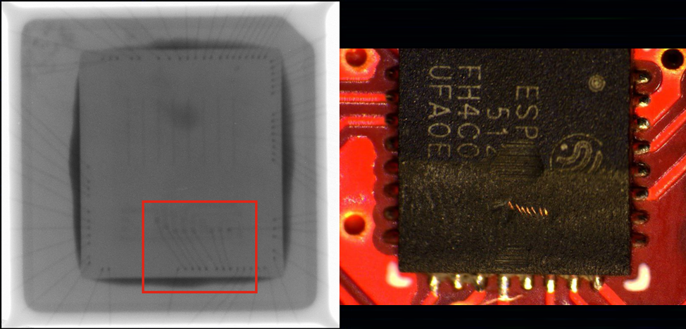 Нанопроводки между чипом и флешкой внутри корпуса ESP32-H2