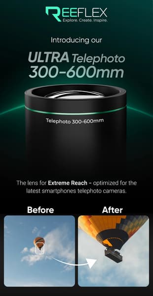 24-кратный оптический зум для Apple iPhone 17 Pro и 30-кратный для Samsung Galaxy S26 Ultra: Reeflex представила телеконвертер 300–600 мм для флагманов Apple и Samsung - 1