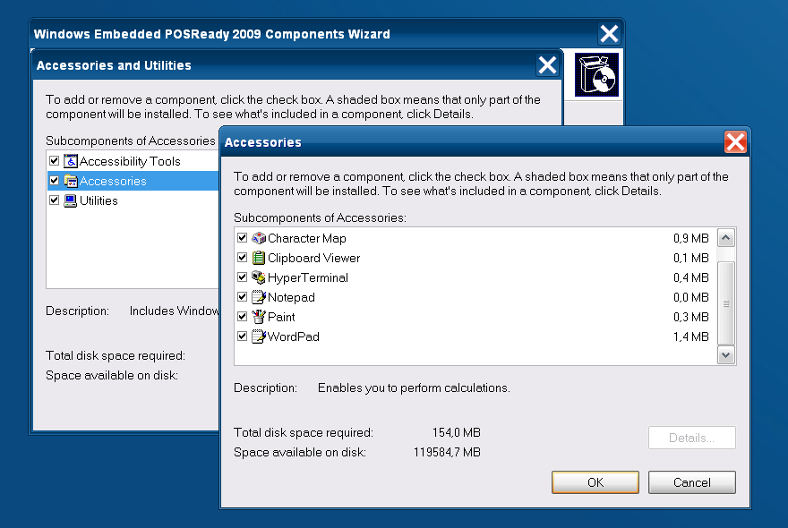 Добавление компонентов Windows