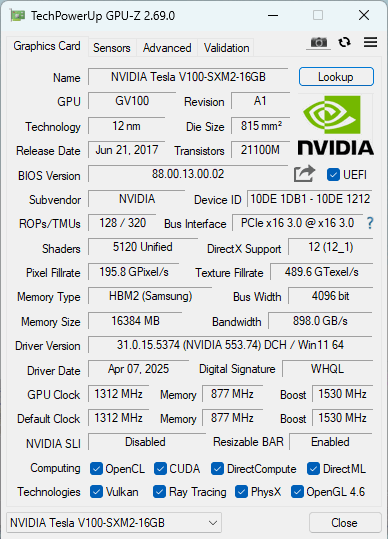 Обзор серверного ускорителя NVIDIA Tesla V100 16 Gb в корпусе от RTX 4090: Часть 1 — Внешний вид, установка и настройка - 9
