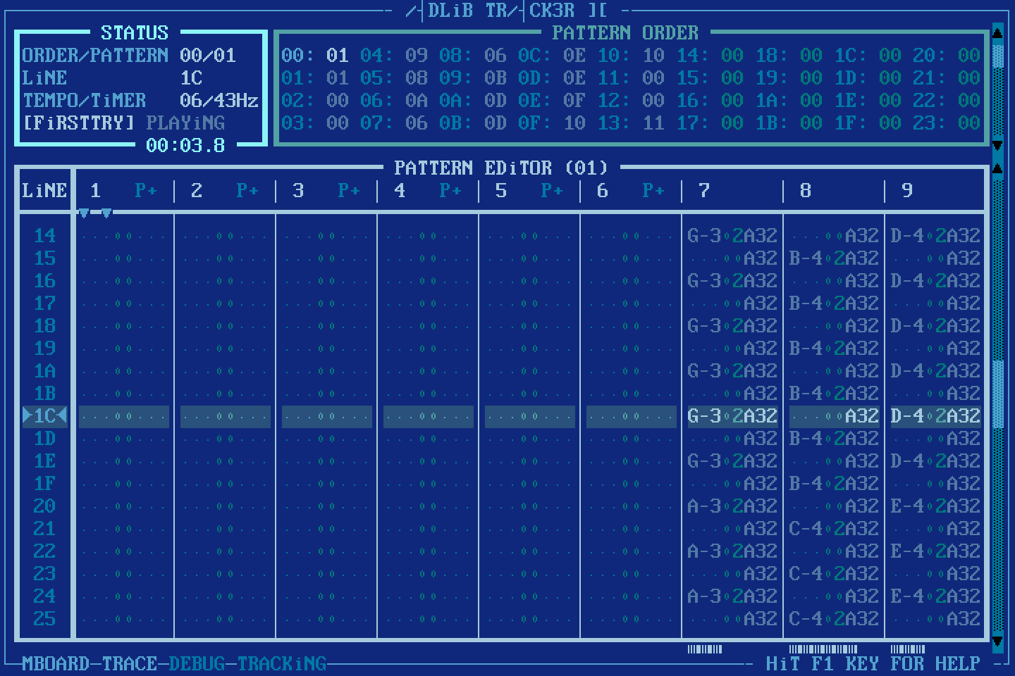 Интерфейс трекера Adlib Tracker II