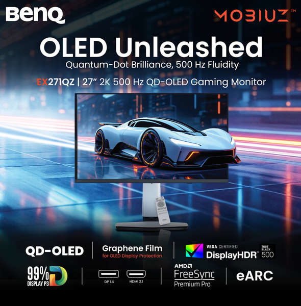 500 Гц и QD-OLED: представлен монитор BenQ Mobiuz EX271QZ - 1