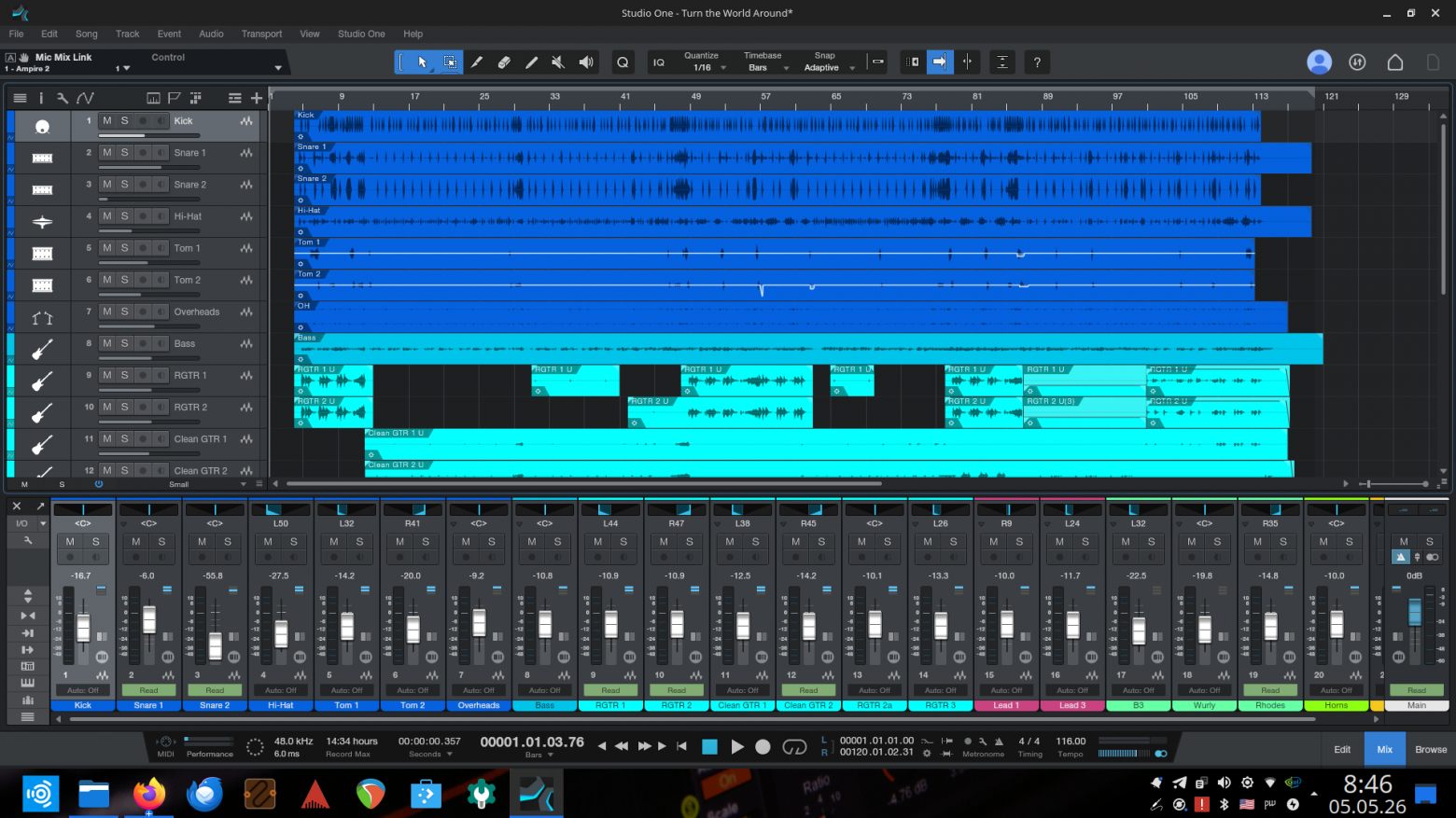 Демонстрационный проект в Presonus Studio One 6
