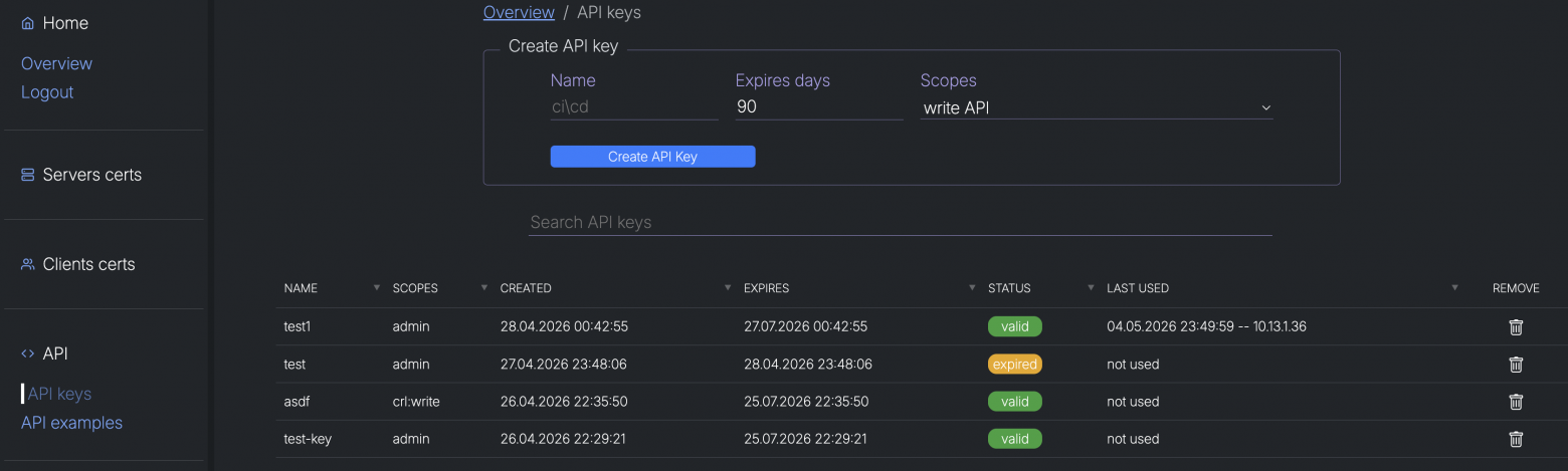 Add API keys